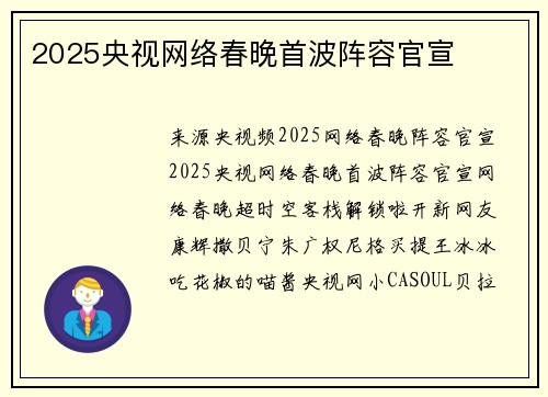 2025央视网络春晚首波阵容官宣