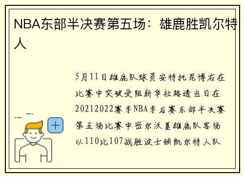 NBA东部半决赛第五场：雄鹿胜凯尔特人
